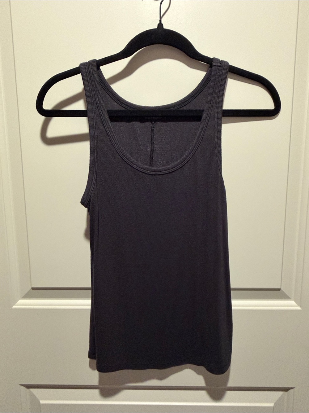 nuuds Black Scoop Neck Slinky Ribbed Tank Top